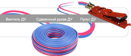 Вентиль ДУ, сдвоенный рукав ДУ, Пульт ДУ